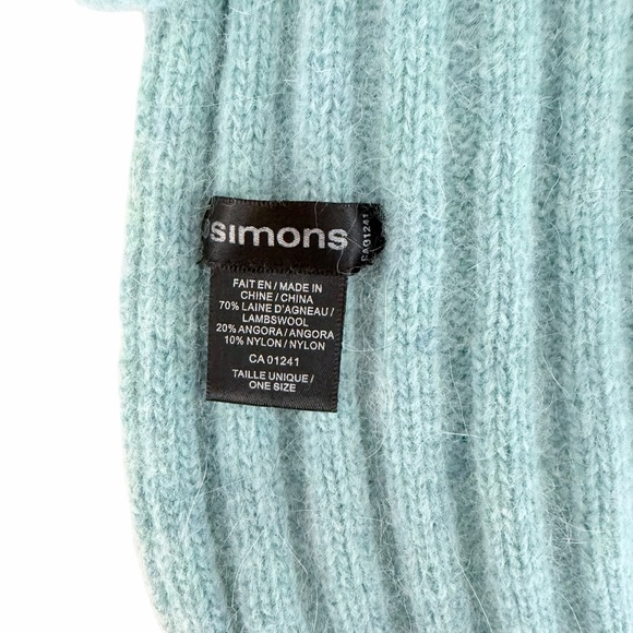 SIMONS light blue ribbed lambswool angora scarf one size - Picture 2 of 5